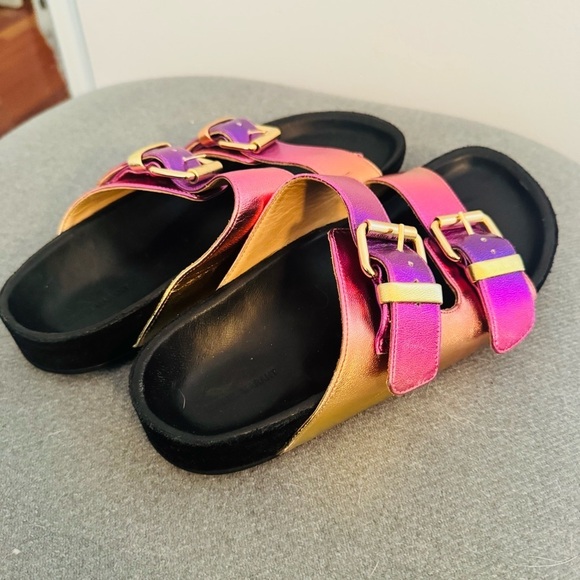 ISABEL MARANT Lennyo dégradé metallic leather slides - Picture 6 of 10